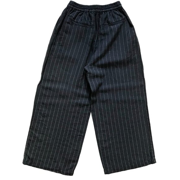 NWOT 120 % Lino Pinstripe Drawstring Pants Womens 40 XS Navy Blue Stripe Linen - Picture 10 of 12